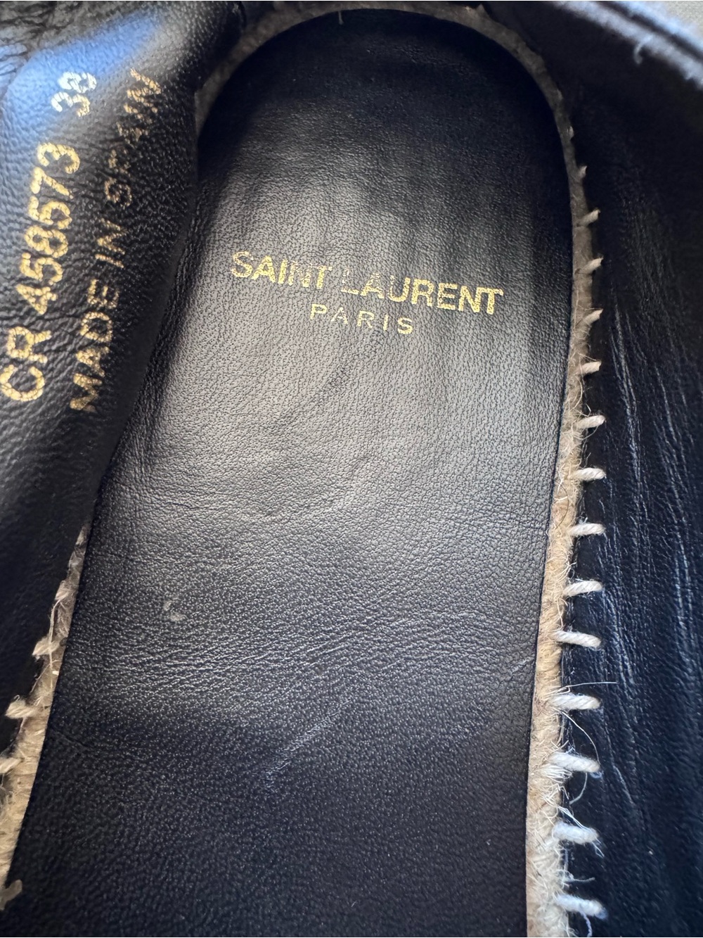 Saint Laurent YSL Women’s Monogrammed Black Leather Espadrilles EU 38 Authentic - Picture 5 of 9